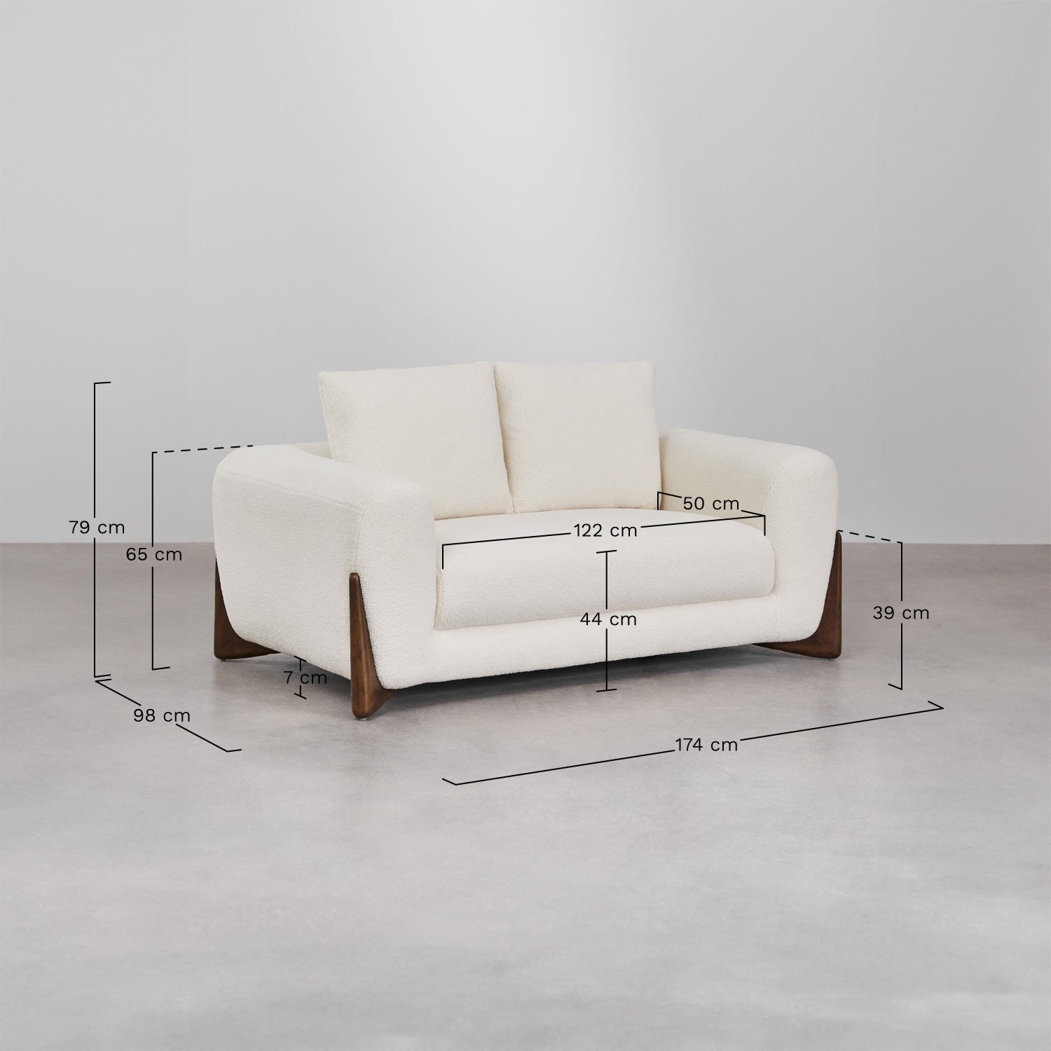 Dwuosobowa sofa z owczej skóry Grevena, rozmiary