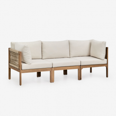 3-częściowa Sofa Modułowa Z Podłokietnikami Z Drewna Akacjowego Branson Akacja Brąz - Sklum