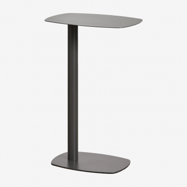 Prostokątny Stolik Pomocniczy Do Ogrodu 40x25 Cm Z Żelaza Odelia Szary Granit & ↑65 Cm - Sklum