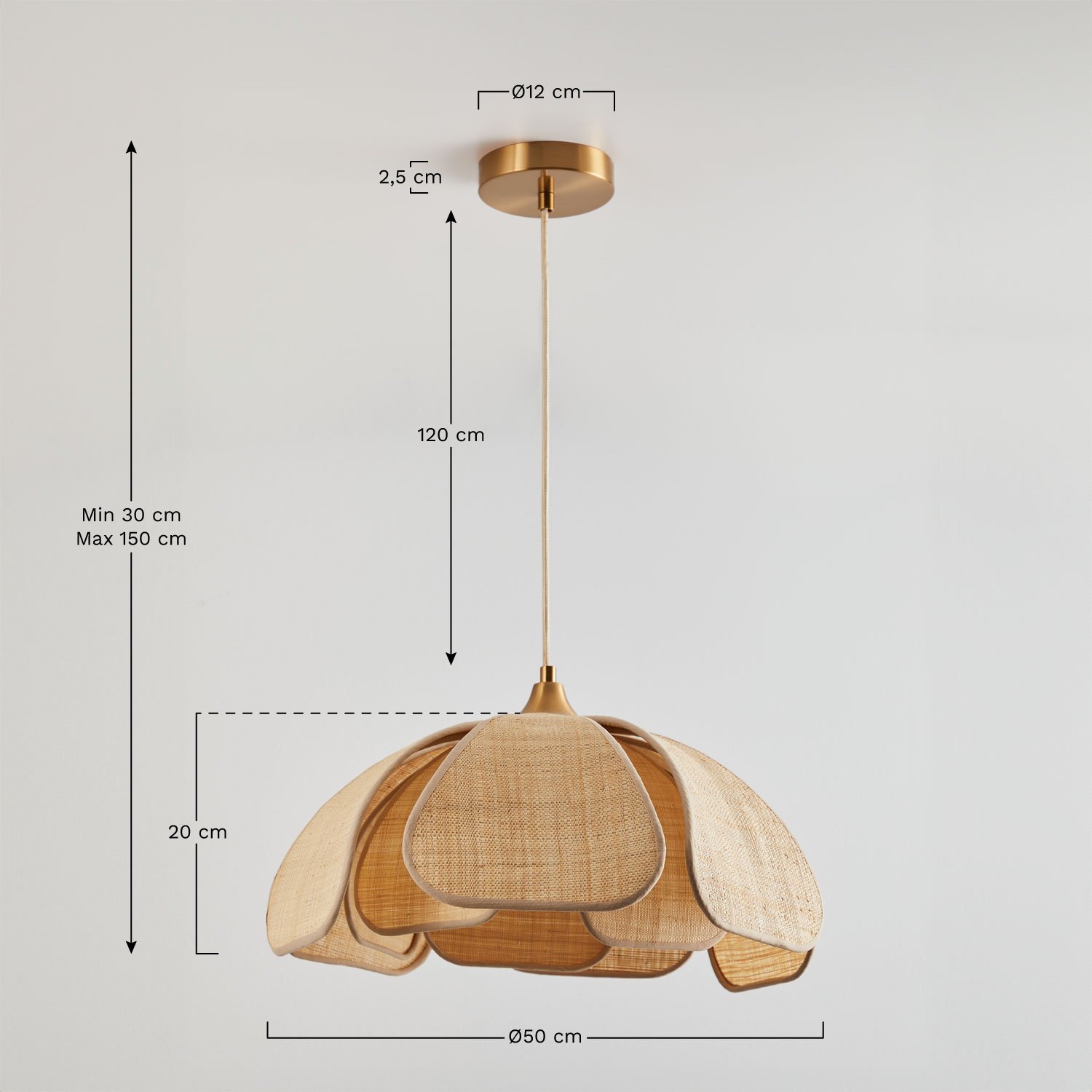 Lampa sufitowa wisząca Ø50 cm Vidson, rozmiary