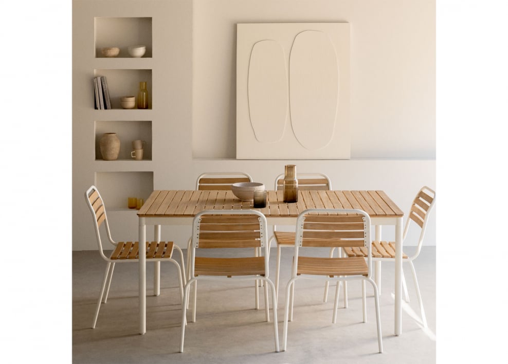 Prostokątny stół jadalniany 160x90 cm z stali i drewna akacjowego Artus