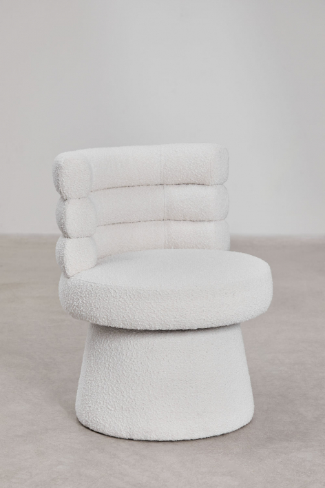 Zestaw 4 obrotowych krzeseł do jadalni tapicerowanych Protea - Bouclé White