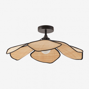 Benavid Sufitowa Lampa Ø75 Cm & Rafia Naturalny - Czarny - Sklum