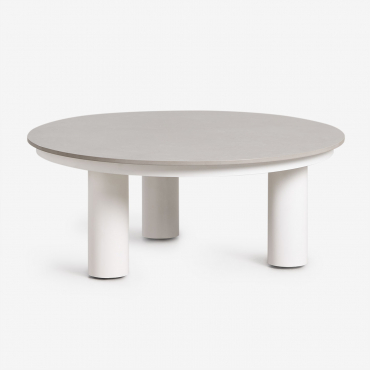 Okrągły Stolik Kawowy Do Ogrodu Ø80 Cm Z Kamienia Spiekanego I Aluminium Umeko Grey - Sklum