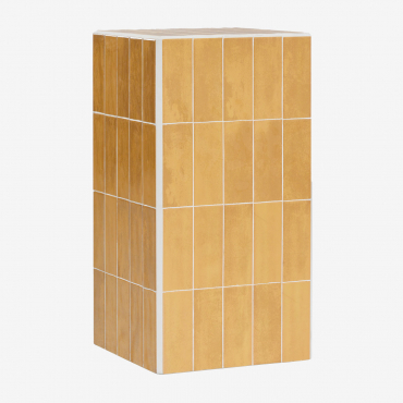 Stolik Ogrodowy Kwadratowy 30x30 Cm Z Cementu I Płytek Bongani Miód Żółty - Sklum