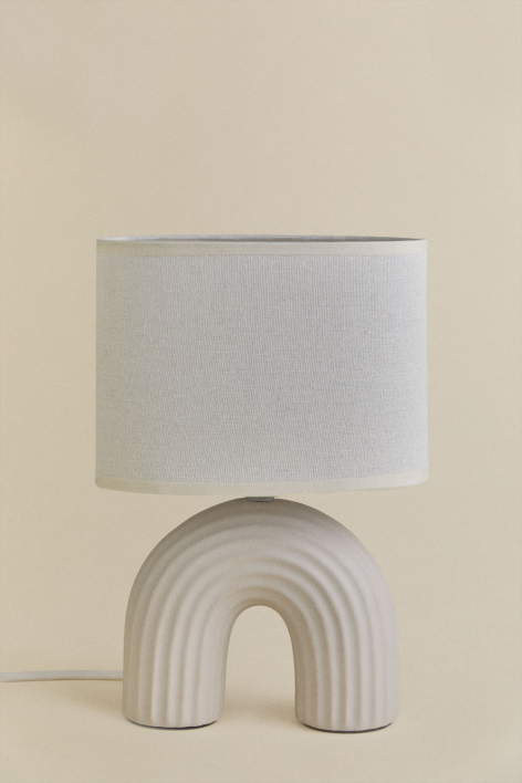 Lampa stołowa Soliva 30cm ceramiczno-lniana