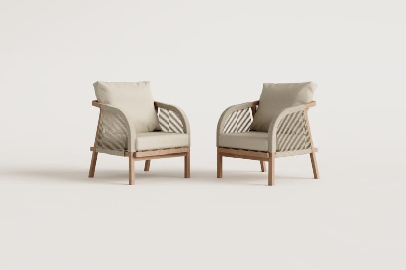 Pack de 2 sillones de jardín en madera de acacia Dubai