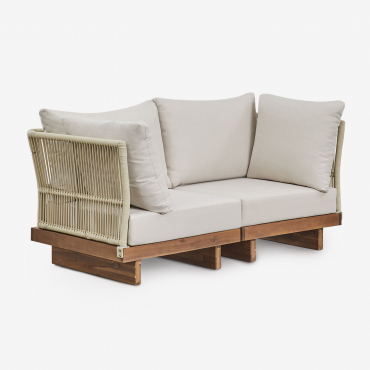 Modułowa Sofa Ogrodowa Z 2 Elementami Z 2 Narożnymi Fotelami Z Drewna Akacjowego Dailin Akacja Brąz - Sklum