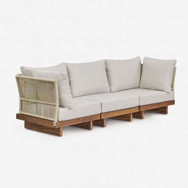 3-częściowa Modułowa Sofa Ogrodowa Z 2 Narożnymi Fotelami Z Drewna Akacjowego Dailin Akacja Brąz - Sklum