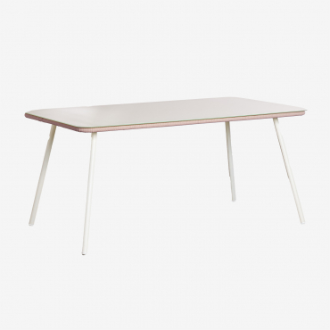 Stół Jadalny Prostokątny Ze Szkła I Aluminium (160x90 Cm) Arhiza Kremowa Tapioca - Sklum