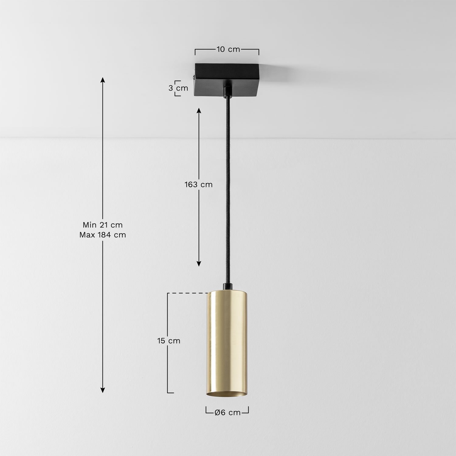 Metalowa lampa sufitowa Baysal, rozmiary
