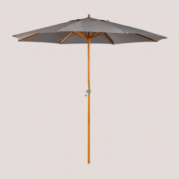 Parasol Z Tkaniny I Drewna Ø290 Cm Cretas Grafitowa Szarość - Sklum