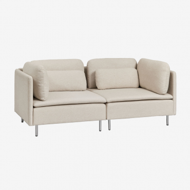Sofa Modułowa Oriol 2-częściowa Tkaniny Beżowy Krem - Sklum