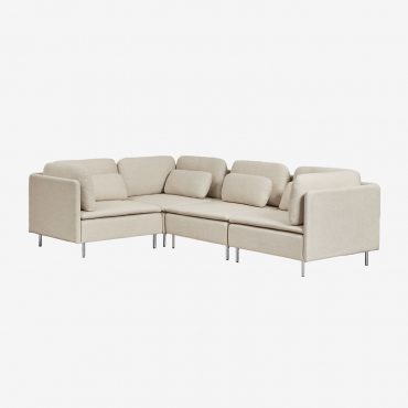 4-częściowa Narożna Sofa Modułowa Oriol Tkaniny Beżowy Krem - Sklum