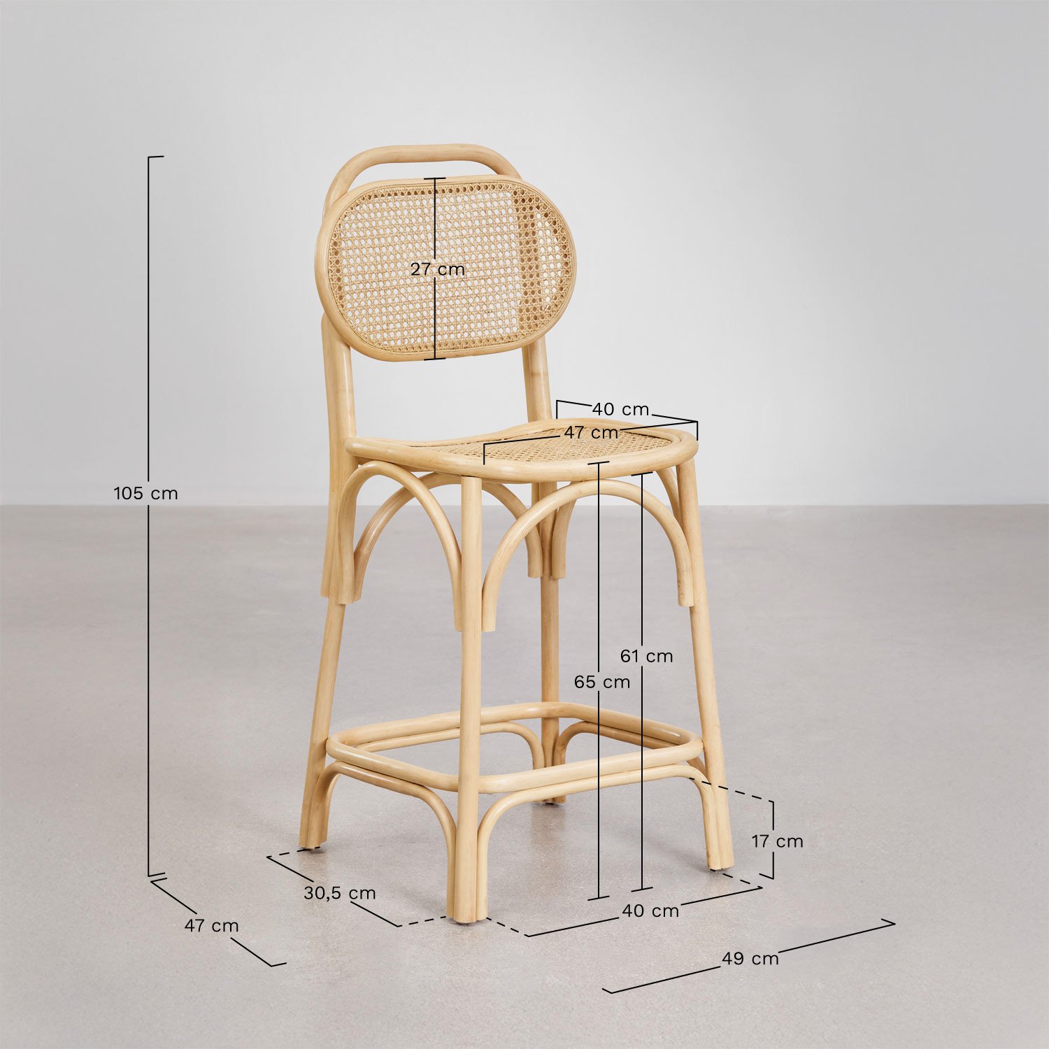 California Rattan Garden Wysoki stołek ↑65 cm, rozmiary