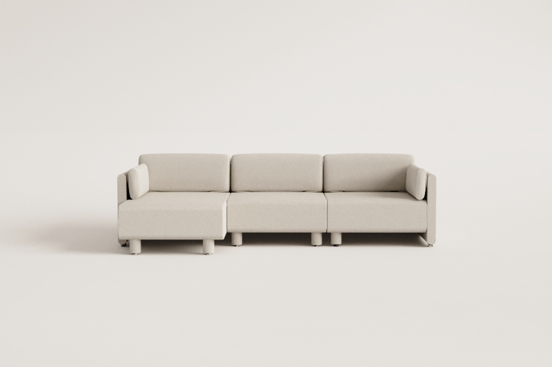 3-częściowa sofa modułowa z lewym szezlongiem z tkaniny Artemisa bouclé