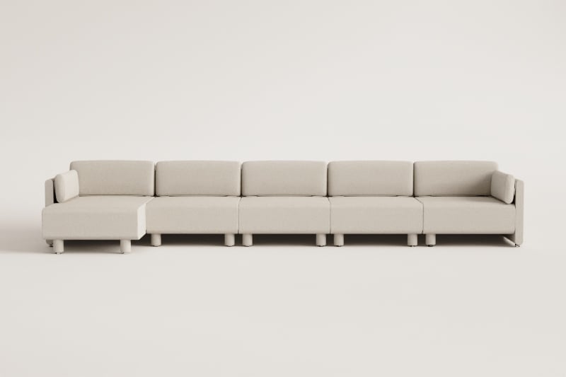 5-częściowa, lewostronna modułowa sofa z szezlongiem z tkaniny Artemisa bouclé