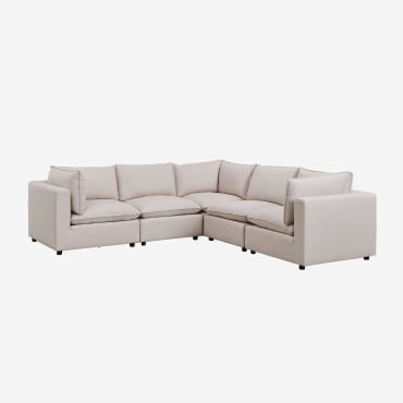 Sofa Modułowa Daniela 5-częściowa Tkaniny Beżowy Krem - Sklum