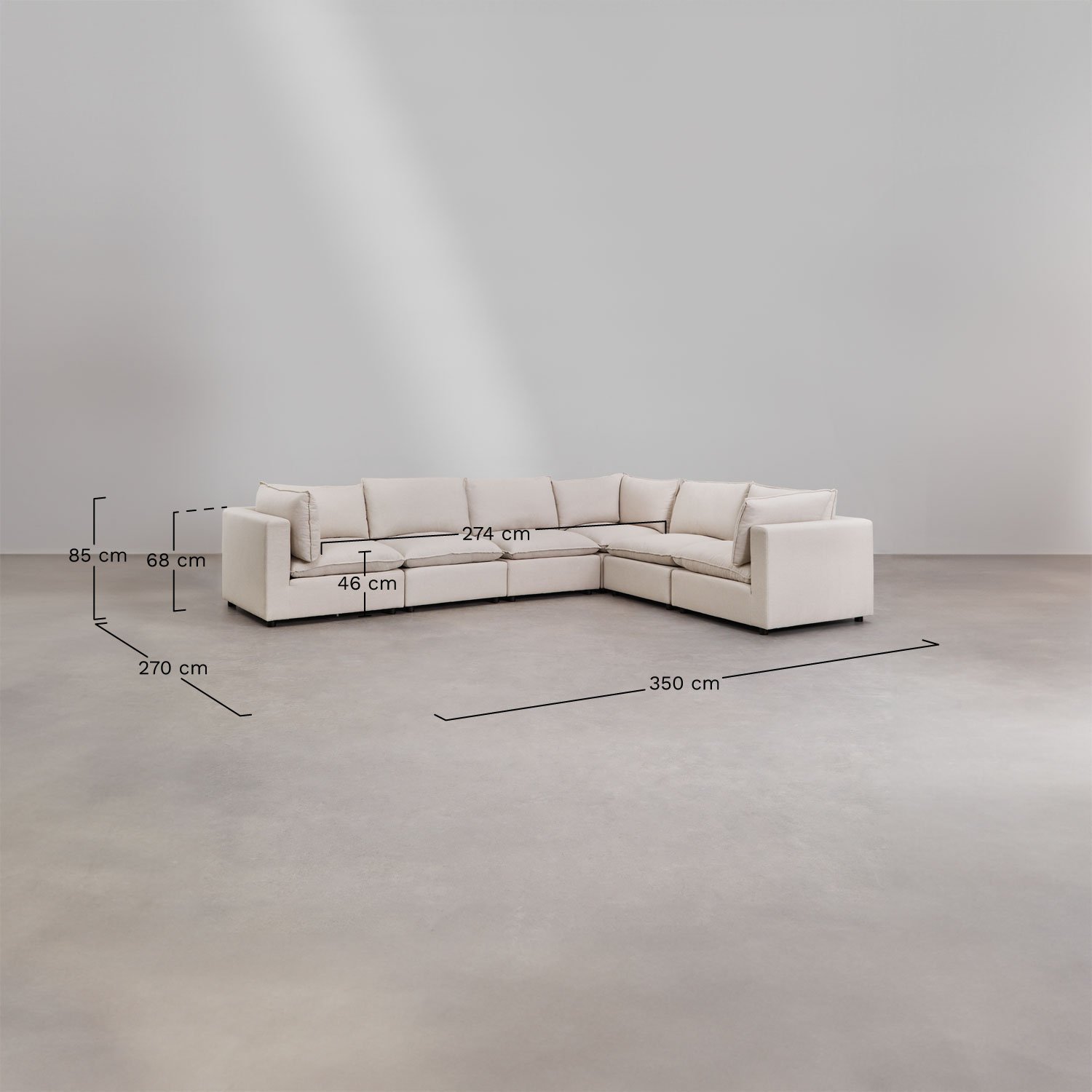 Sofa modułowa Daniela 6-częściowa, rozmiary