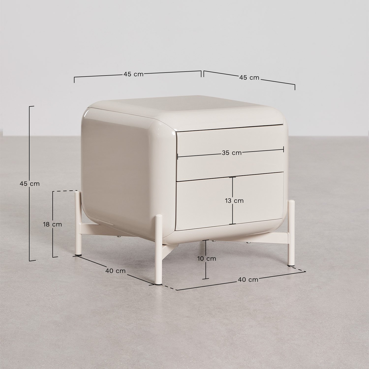 Stolik nocny 45x45 cm z MDF Alazne, rozmiary