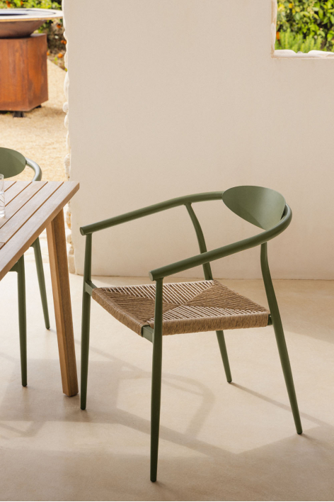 Marsha składany fotel ogrodowy z podłokietnikami z aluminium i syntetycznego rattanu