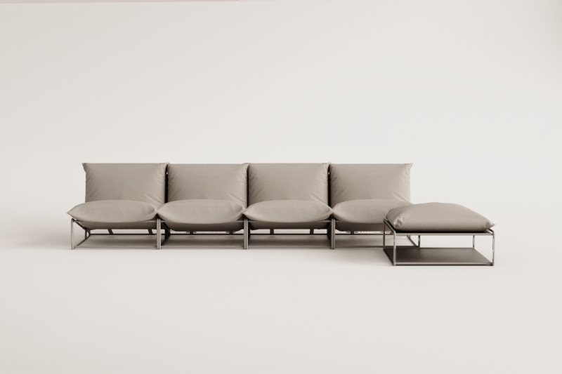 Modułowa sofa ogrodowa 4-częściowa z pufem konwertowalnym Amaro