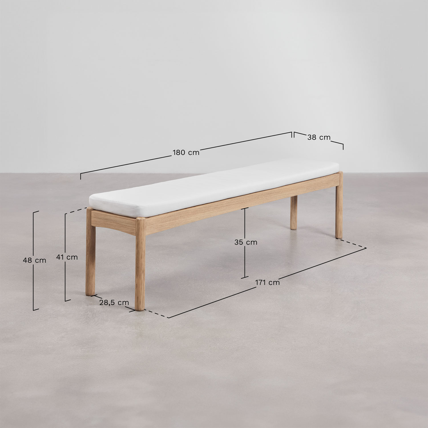 Zestaw stołowy prostokątny 220x100 cm i 2 ławki ogrodowe z drewna akacjowego Karvia, rozmiary