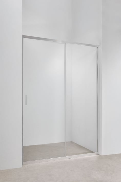 Kabina prysznicowa z wejsciem frontalnym 140x195 cm z drzwiami przesuwna szklo hartowane 6 mm aluminium szare szczotkowane Dover