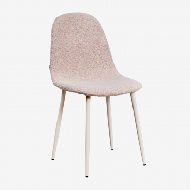 Zestaw 4 Krzeseł Jadalnych Glamm Deluxe Z Tkaniny Bouclé Bouclé Różowa - Sklum