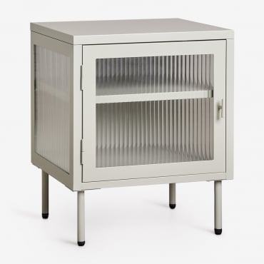 Stolik Nocny Z Stali I Szkła Paoline Awokado - Sklum