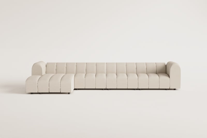 4-częściowa sofa modułowa z lewą leżanką w tkaninie bouclé Eliot