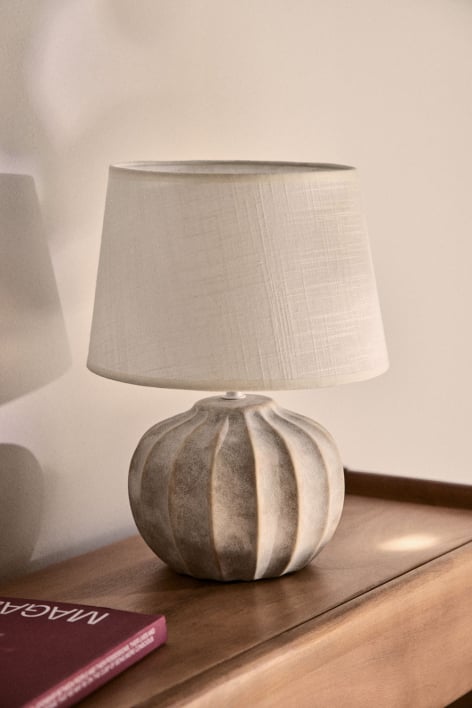 Lampa stołowa Yalira 30cm ceramiczno-lniana