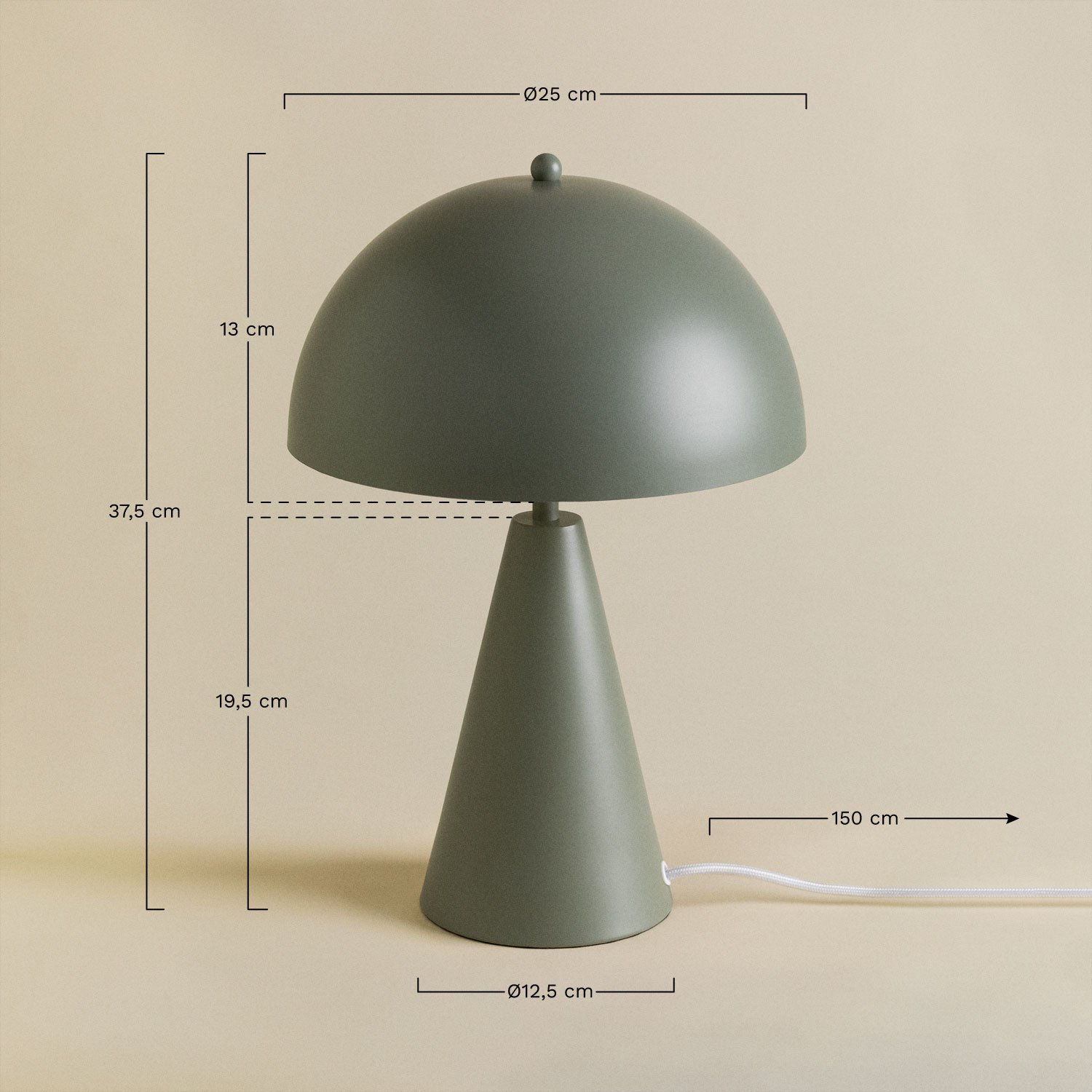 Żelazna lampa stołowa Jaliya, rozmiary