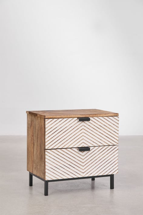 Pack 2 prostokątnych szafek nocnych 50x35 cm z drewna mango Alembe