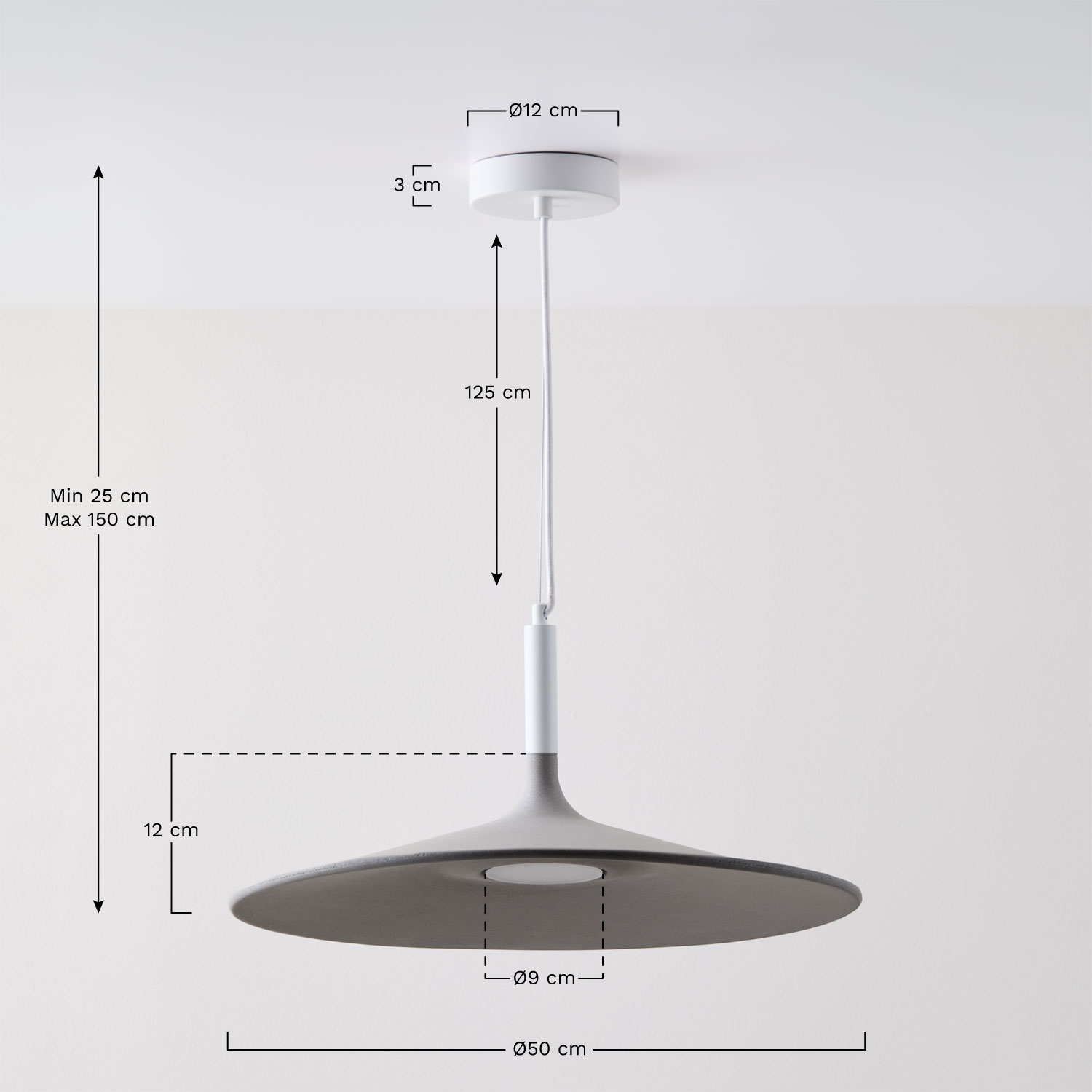 Lampa sufitowa wisząca Ø50 cm LED Kaula, rozmiary