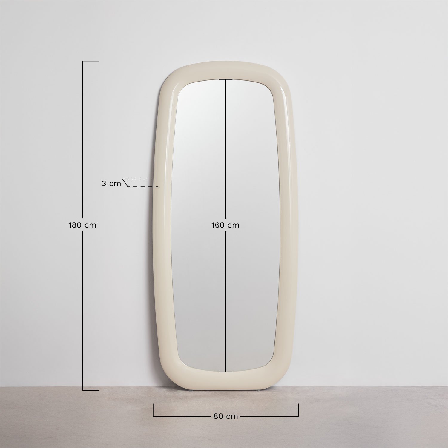 Lustro stojące 80x180 cm w MDF Heras, rozmiary