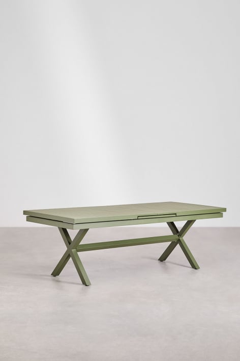Rozkładany prostokątny stół jadalniany z aluminium Karena - Intensywny Verde Olive