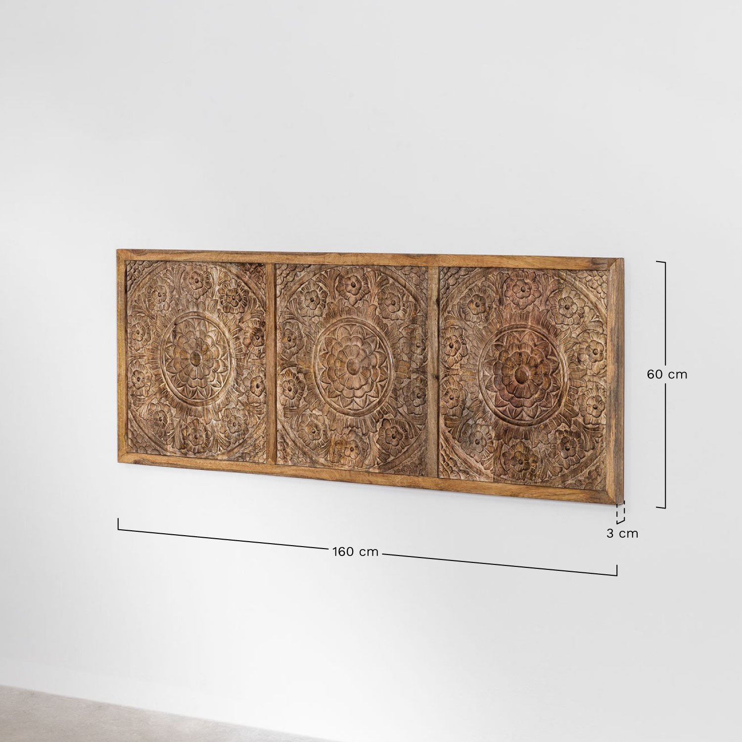 Zagłówek z drewna mango Wiluna do łóżka 150 cm  , rozmiary