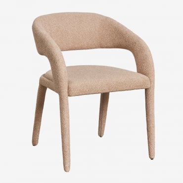 Zestaw 2 Krzeseł Do Jadalni Arazeina Tapicerowanych Z Podłokietnikami Gruby Chenille Latte Brown - Sklum