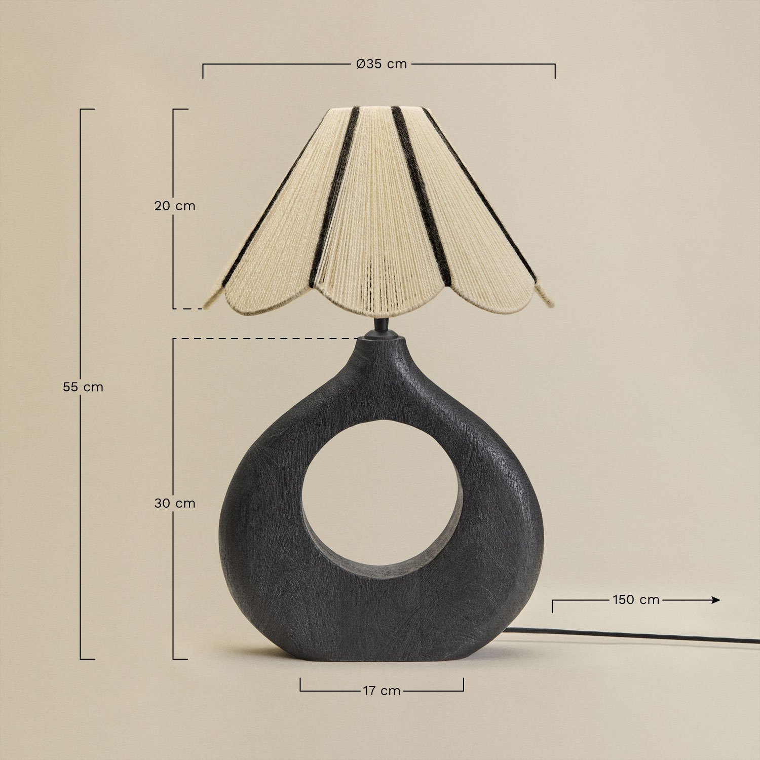 Lampa stołowa Joana z drewna mango, rozmiary