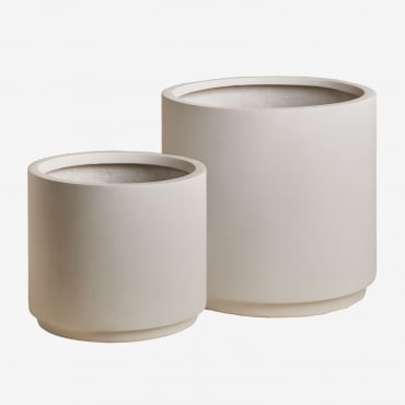 Zestaw 2 Doniczek Zewnętrznych Ø45 Cm / Ø35 Cm Z Polystone Saturn Biała - Sklum