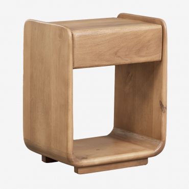 Prostokątny Stolik Nocny Z Szufladą 40x30 Cm Z Drewna Tinsley Drewno Mango - Sklum