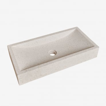 Prostokątna Umywalka 60x30 Cm Z Cementu Richard Biały Kamień - Sklum