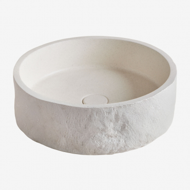 Umywalka Okrągła Ø40 Cm Z Cementu Elbru Distressed White - Sklum