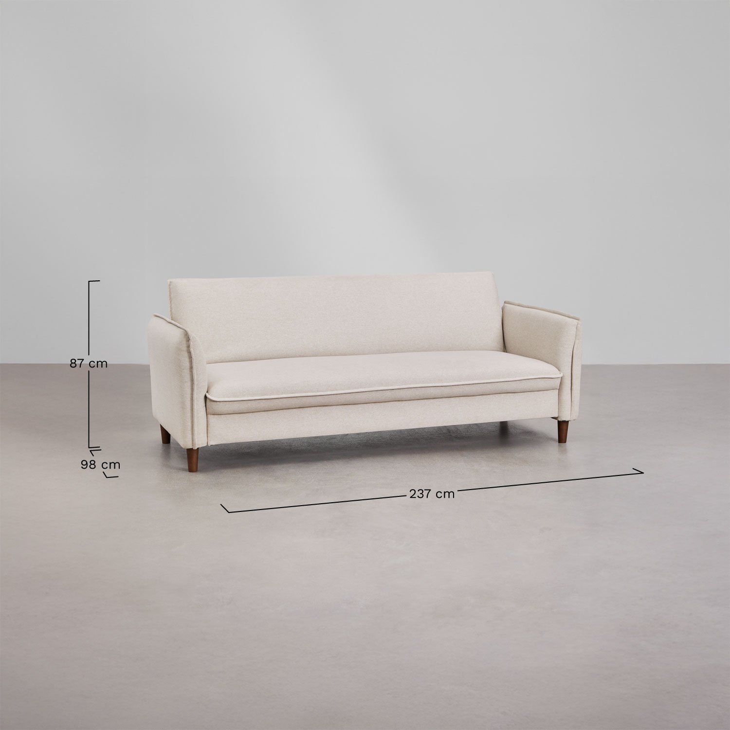 3-osobowa rozkładana sofa w tkaninie Shung, rozmiary