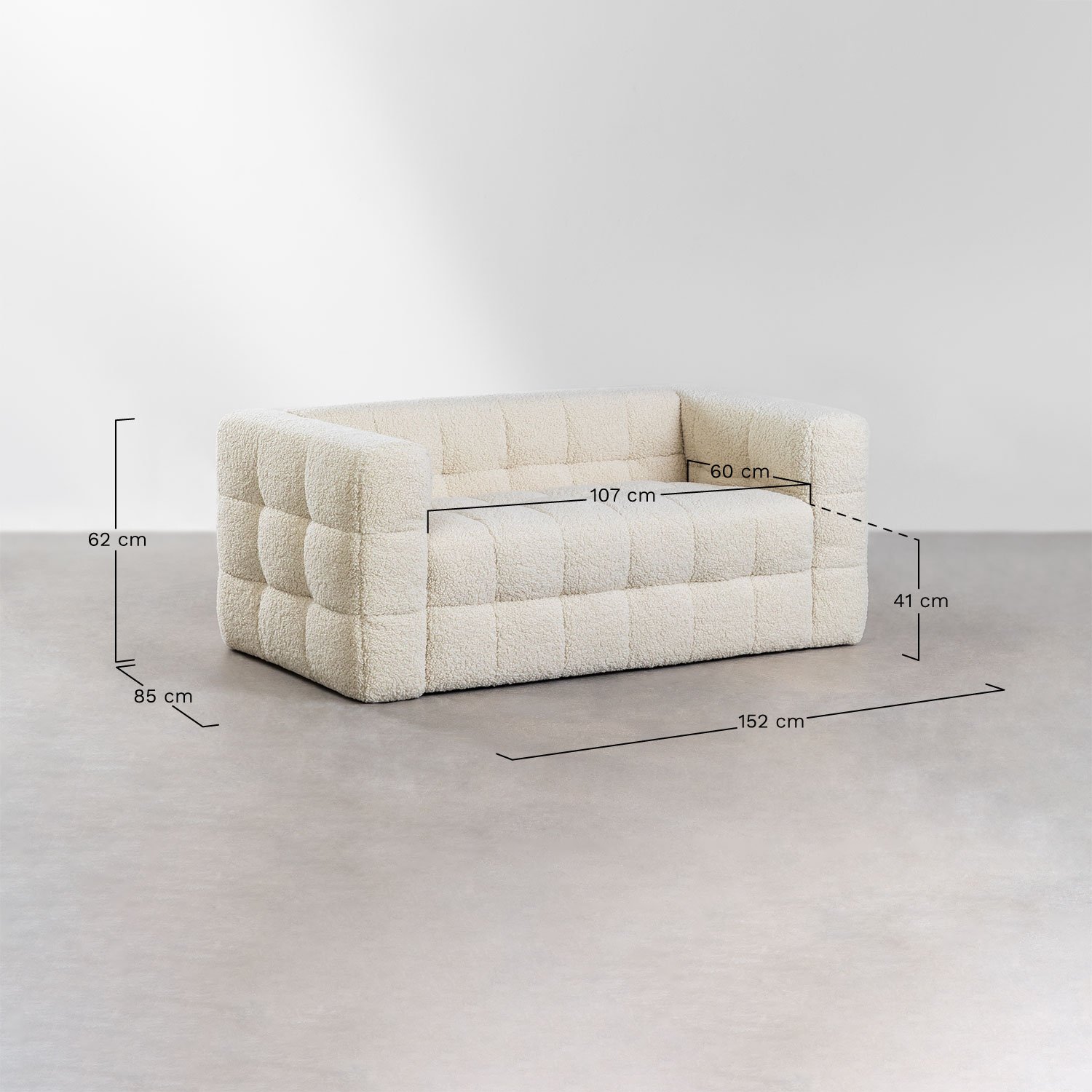 Sofa Harriet 2-osobowa z owczej skóry, rozmiary