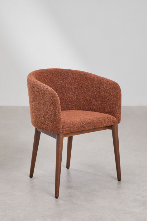 Zestaw 2 tapicerowanych krzeseł do jadalni z podłokietnikami Bunia - Boucle Dachówka Red Roof