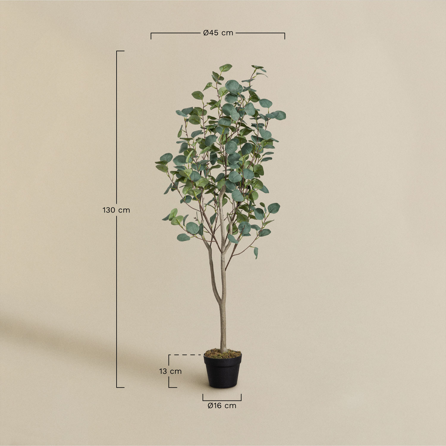 Ozdobna Sztuczna Roślina Eukalyptus 130 cm, rozmiary