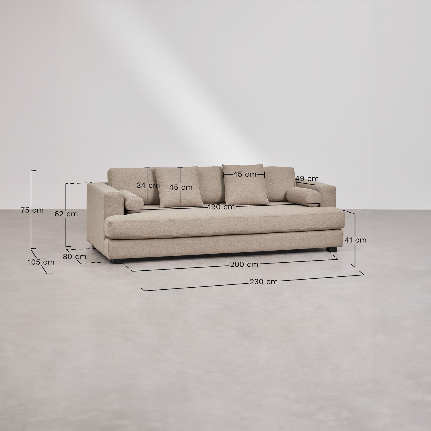 sofa z siedziskiem w tkaninie Neftis Buckle, rozmiary