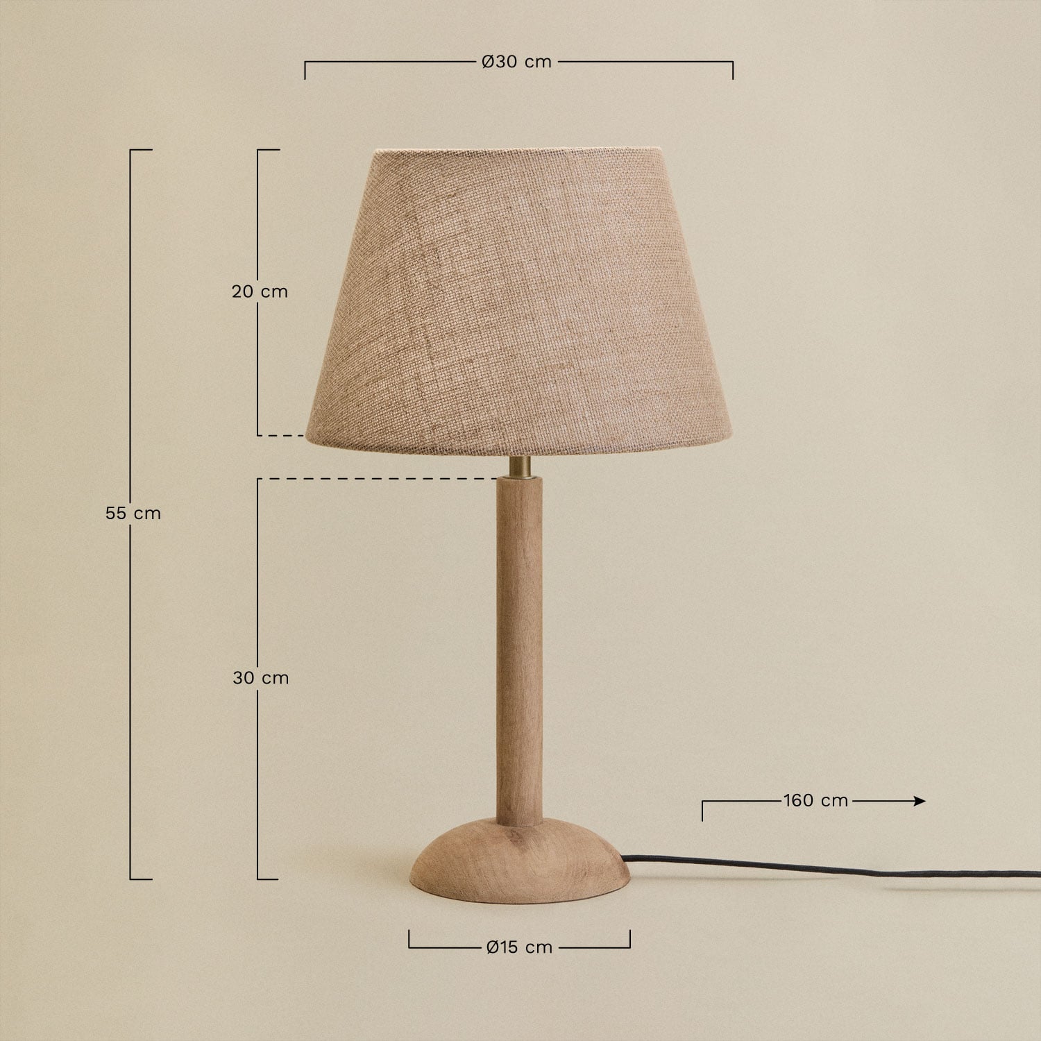 Lampa stołowa z drewna mango Harry, rozmiary